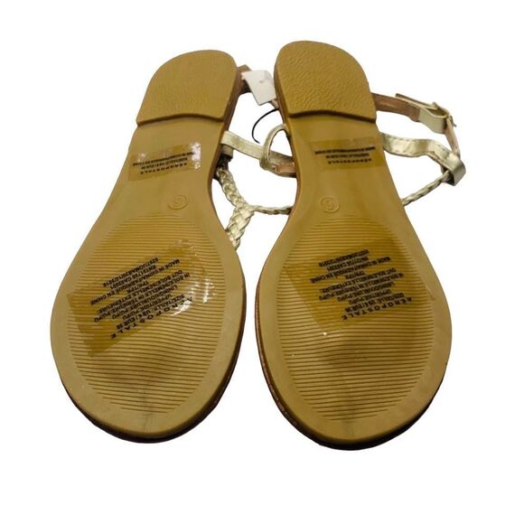 NWT Aeropostale Gold Skinny Braid T-Strap Sandals - Size 6 - Picture 7 of 9